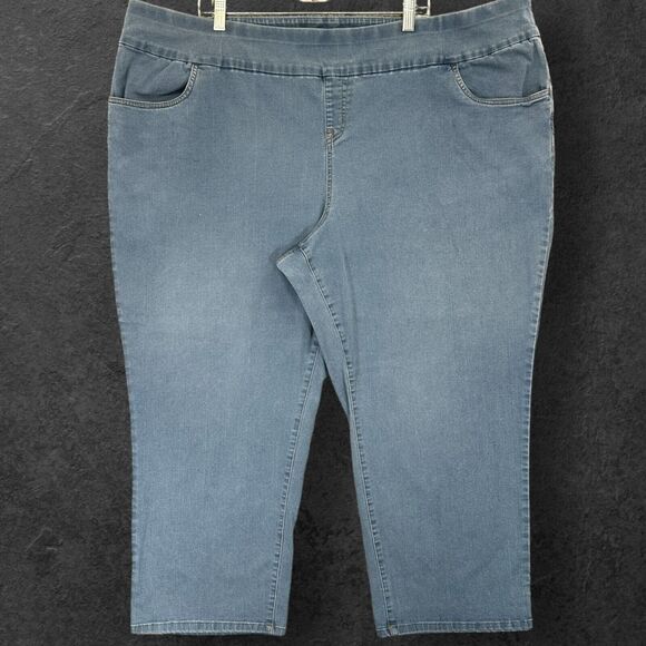 Woman Within Denim - Woman Within Cropped Jeans Women Size 32WP‎ Light Blue Pockets Stretch Pull On
